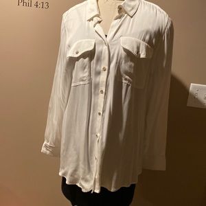 Chicos Utility Silk Blouse Ecru